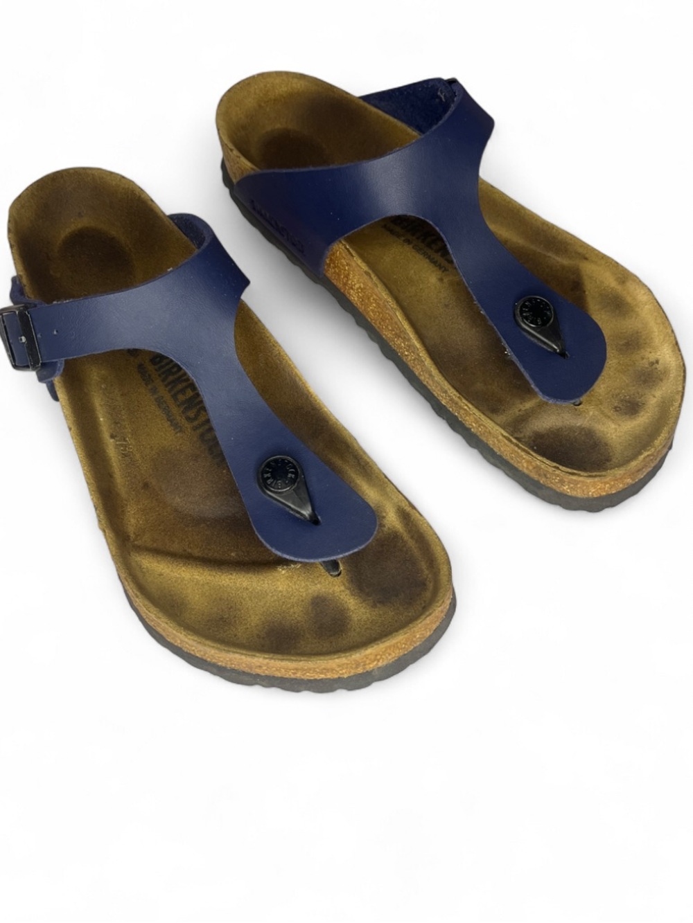 Birkenstock Navy Cork Footbed Slide Sandals - Picture 6 of 10